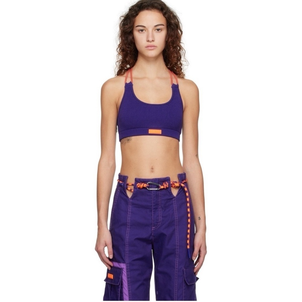 IVY PARK X adidas Ribbed Knit Legacy Indigo Sports Bra Top | Size Large - Picture 4 of 8